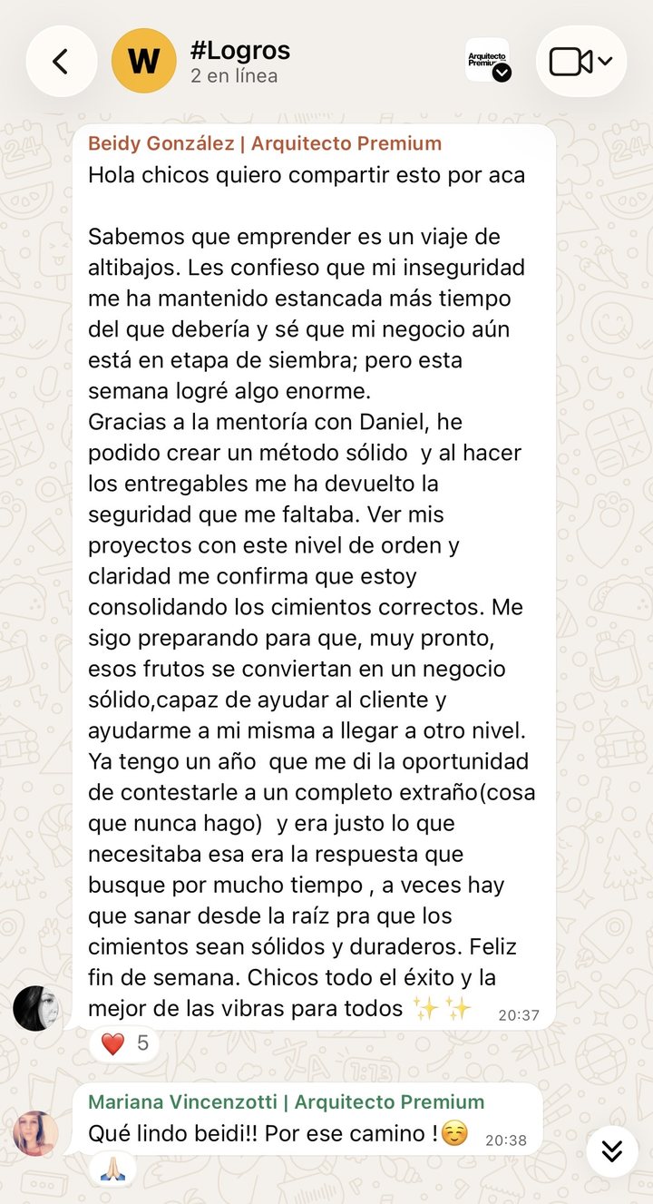 Testimonio de Beidy González (Venezuela), cliente de Arquitecto Premium™